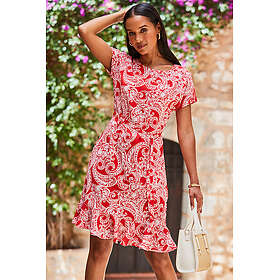 Sosandar Paisley Print Ruffle Hem Tie Waist Knee-Length Dress