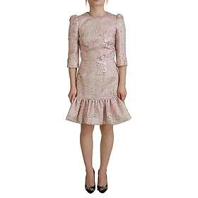 Dolce & Gabbana Sheath Jaquard 3/4 Sleeve Midi Kjole