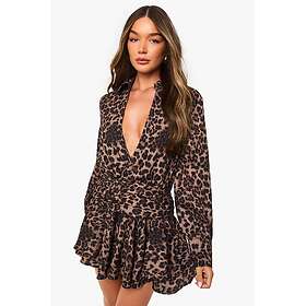 Boohoo Printed Ruched Frill Skirt Mini Dress