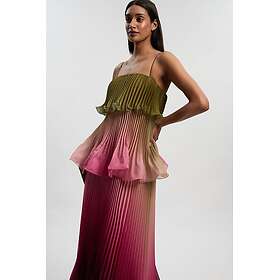 Karen Millen Pleated Slub Organdie Peplum Maxi Dress