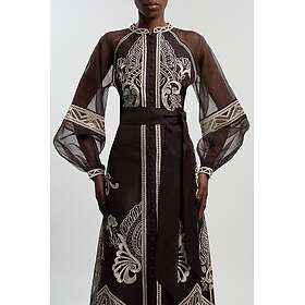 Karen Millen Organdie Embroidered Balloon Sleeve Woven Maxi Dress