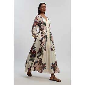 Karen Millen Mirror Print Balloon Sleeve Silk Cotton Petite Maxi Dress