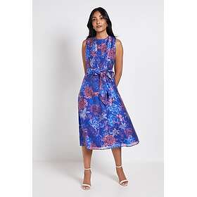 Wallis Floral Pleat Detail Belted Petite Midi Dress