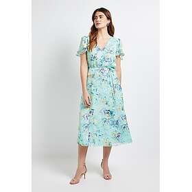 Wallis Floral Burn Out Frill Sleeve Midi Dress