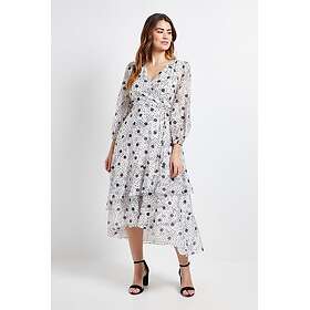 Wallis Polka Dot Ruffle Wrap Midi Dress
