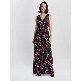 Gina Bacconi Henrietta Flutter Sleeve Crossover V-Neck Rushed Maxi Dress