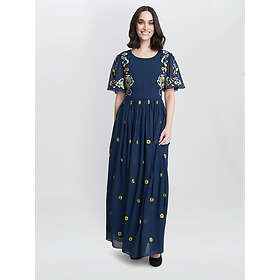 Gina Bacconi Stella Embroidered With Flowers Maxi Dress