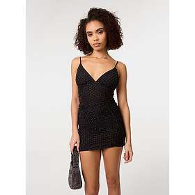 Pink Vanilla Diamante Mesh Gathered Mini Dress