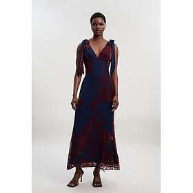 Karen Millen Kmdevore Paisley Devore Plunge Woven Midi Dress