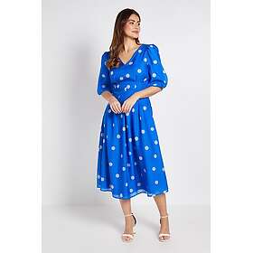 Wallis Polka Dot Lace Trim Puff Sleeve Midi Dress