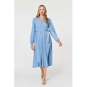 Izabel London Empire Tie Waist Long Sleeve Midi Dress