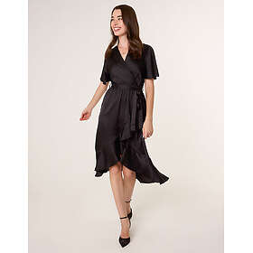 Blue Vanilla Bvfrill Satin Wrap Frill High To Low Midi Dress
