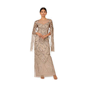 Adrianna Papell Beaded Cape Maxi Dress