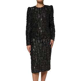 Dolce & Gabbana Textured Long Sleeve Midi Dress