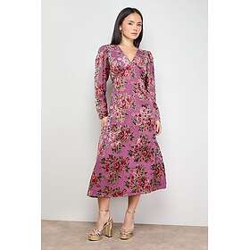 Oasis Devore Puff Sleeve Bias Tea Dress