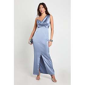 Boohoo Asymmetric Satin Drape Back Maxi Dress