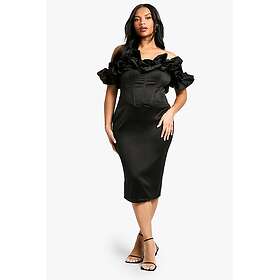 Boohoo Volume Off The Shoulder Midi Dress