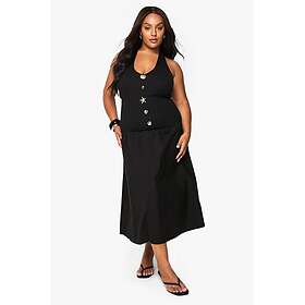 Boohoo Starfish Gold Trim Rib Midaxi Dress
