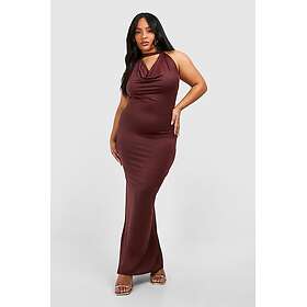 Boohoo Drape Halterneck Slinky Plus Maxi Dress