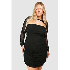Boohoo Mesh Twist Detail Ruched Bodycon Mini Dress