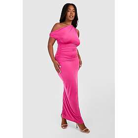 Boohoo Twisted Ring Detail Off The Shoulder Asymmetric Maxi Dress