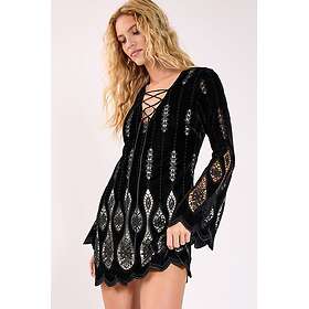 Nastygal Velvet Cutwork Lace Up Front Mini Dress