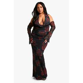 Boohoo Mesh Cowl Neck Ruched Maxi Dress