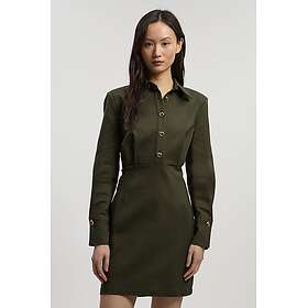 Karen Millen Techno Cotton Woven Mini Shirt Dress With Gold Clasps