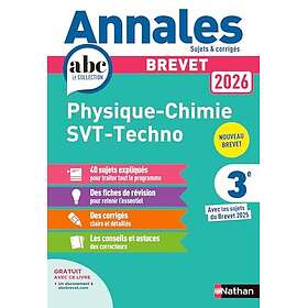Annales Brevet Physique Chimie SVT Techno 2026 Corrigé (Broché)