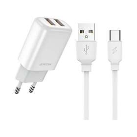 Nemo Jellico Dobbelt USB Vegglader med USB-C-kabel 12W
