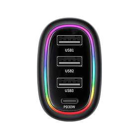Usams C34 USA900 1xUSB-C 3xUSB-A Billaddare PD 48W