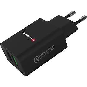 Swissten Reseladdare 22060200ECO 2x USB QC 3.0 Väggladdare 23W