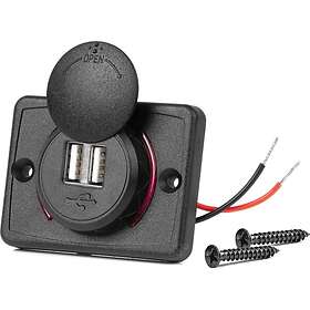 AMiO -04230 Vedenpitävä Neliömäinen 2x USB Billaddare 24W