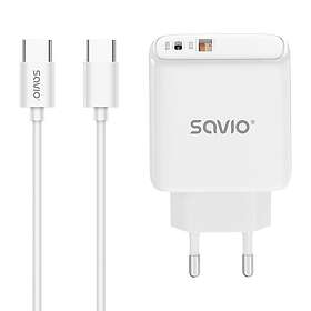 Savio LA-10 SAVLA-10 Wall Charger Quick Charge Power Delivery 3.0 with Cable 30W