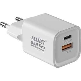 Allnet PSU-GaNPD-USB-1A1C-33W Chargeur de Bureau avec 1x USB Type-A QC et 1x USB