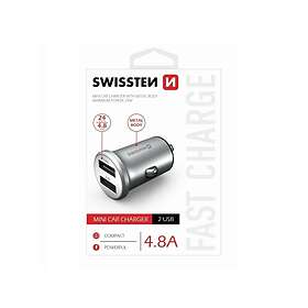 Swissten Pdpsw1219 Mini Autolaturi Metallirungolla 2 USB 24W