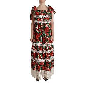 Dolce & Gabbana Geranium Print Lace Maxi Klänning
