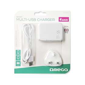EV-laddare Omega OMCUSB4U 4X USB-A 2.4A Flerportsladdare 4 uttag