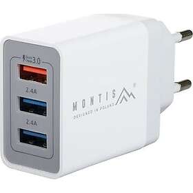 Montis MT009 Väggladdare med 1xUSB 3.0 QC och 2xUSB 2.4A