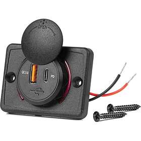 AMiO Autolaturi Kaksi USB-C QC3.0 PD Vedenpitävä 12V 24V