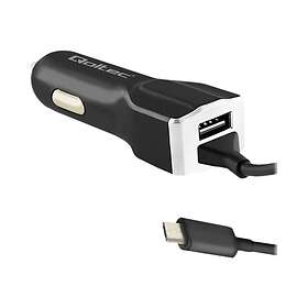 Qoltec Billaddare med 2 utgångar (USB, Micro-USB Typ B) 17W