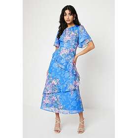 Oasis Double Frill Satin Burnout Midi Dress