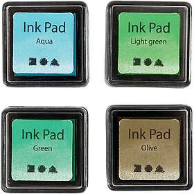 Stempelpute Adlibris Ink Pad - Aqua, Light green, Green, Olive 3.5x3.5cm