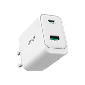 Sponge C3 703674402360 GaN Väggladdare med 2 Portar (USB-C, USB) 65W