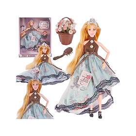 ProNice Docka med Krona Långt Blont Hår Klänning Blomsterbukett Kam