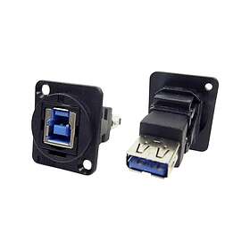 Cliff CP30206N Panel Mount Adapter USB 3.0 B Female to USB 3.0 A Female