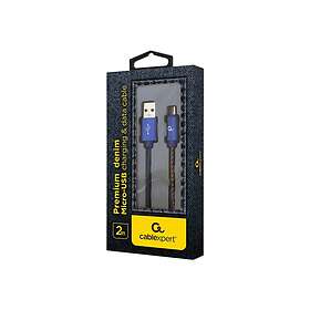 CableXpert CC-USB2J-AMmBM-2M-BL USB-A till Micro-USB 2.0 2.1 A 2 m