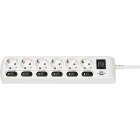 Brennenstuhl 6-vejs Tændt Power Strip 2m 1153110126