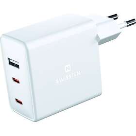 Swissten Gun Kaksi USB-C + USB Seinälaturi 70W