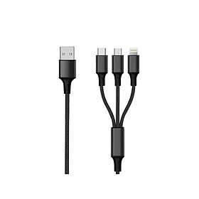 2GO 797154 USB-B till USB-C/Micro-USB-B/Lightning 3m